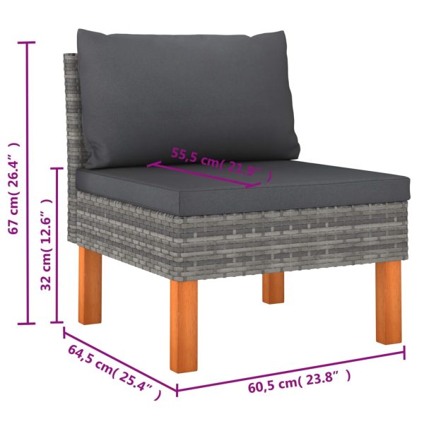 Loungeset Met Kussens Poly Rattan Grijs - Afbeelding 9