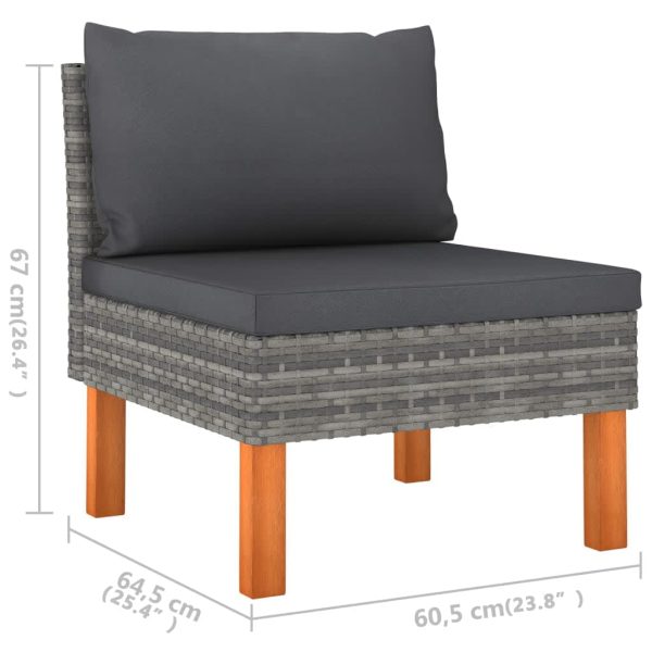 Loungeset Met Kussens Poly Rattan Grijs - Afbeelding 7