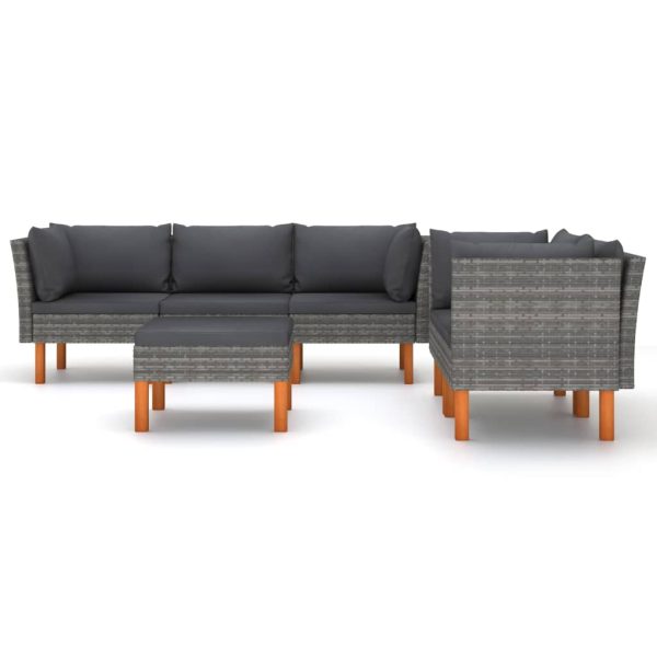 Loungeset Met Kussens Poly Rattan Grijs - Afbeelding 3