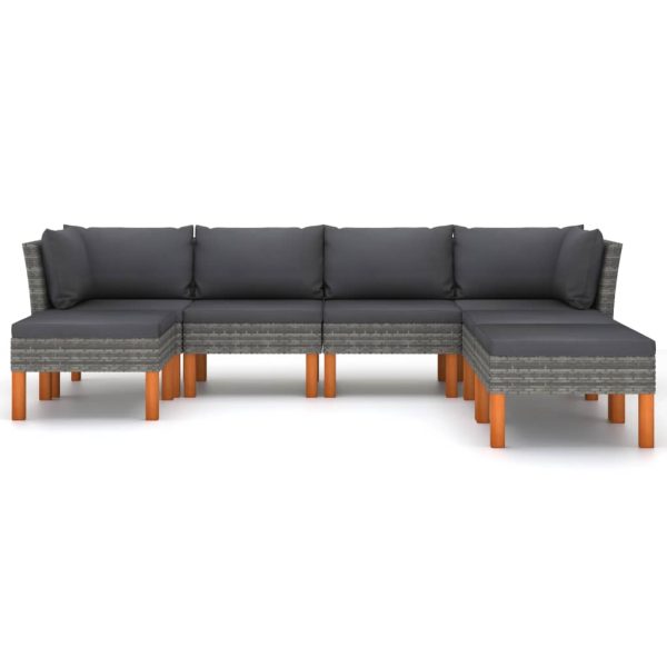 Loungeset Met Kussens Poly Rattan Grijs - Afbeelding 3