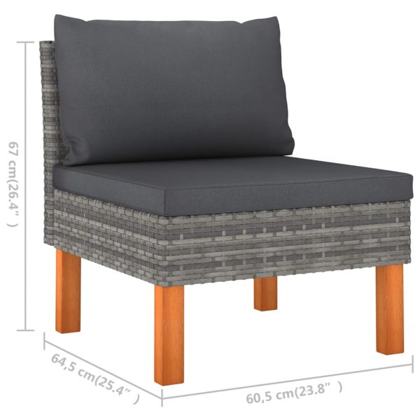 Loungeset Met Kussens Poly Rattan Grijs - Afbeelding 8