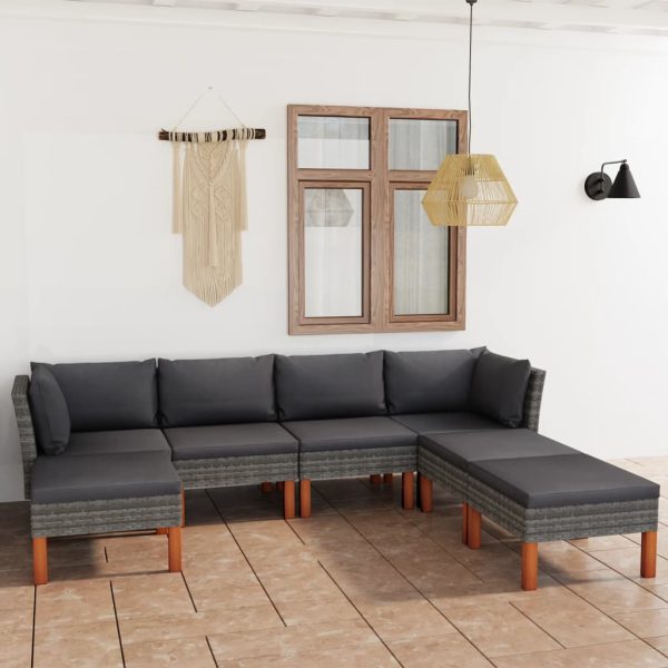 Loungeset Met Kussens Poly Rattan Grijs