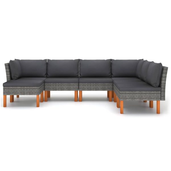 Loungeset Met Kussens Poly Rattan Grijs - Afbeelding 3