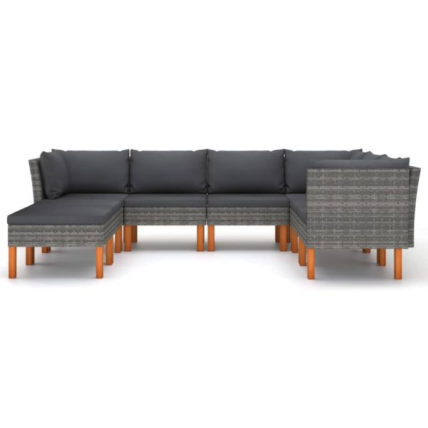 Loungeset Met Kussens Poly Rattan Grijs - Afbeelding 3