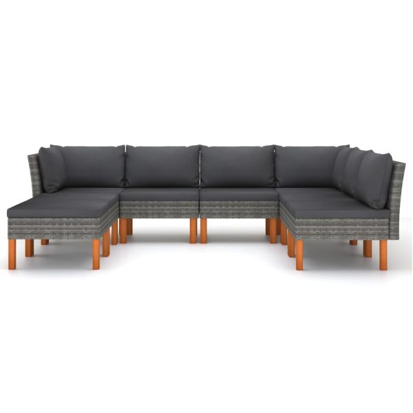 Loungeset Met Kussens Poly Rattan Grijs - Afbeelding 3