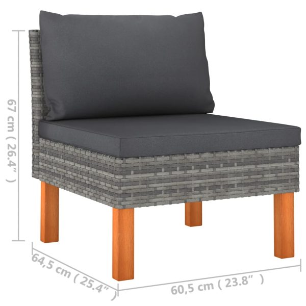 Loungeset Met Kussens Poly Rattan Grijs - Afbeelding 7