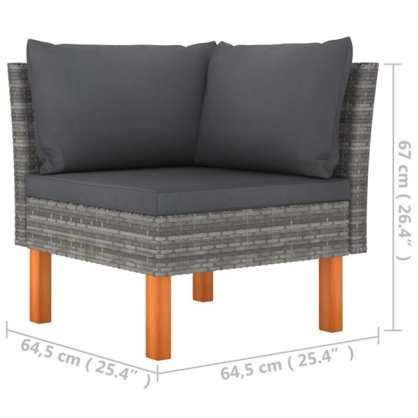 Loungeset Met Kussens Poly Rattan Grijs - Afbeelding 8