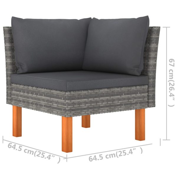 Loungeset Met Kussens Poly Rattan Grijs - Afbeelding 7