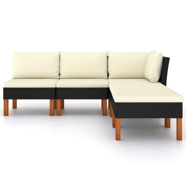 Loungeset Met Kussens Poly Rattan Zwart - Afbeelding 3