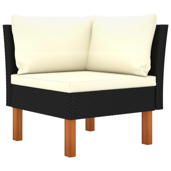 Loungeset Met Kussens Poly Rattan Zwart - Afbeelding 6