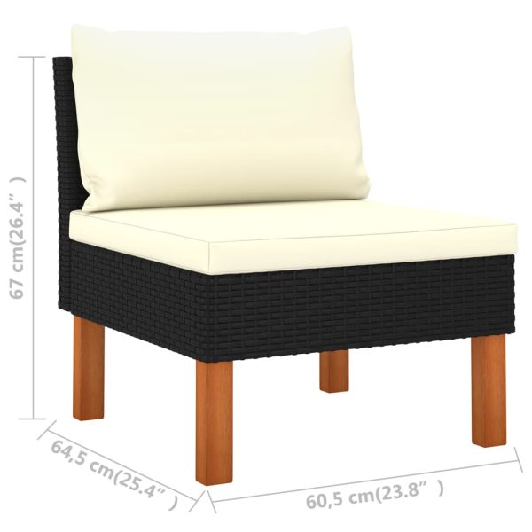 Loungeset Met Kussens Poly Rattan Zwart - Afbeelding 11