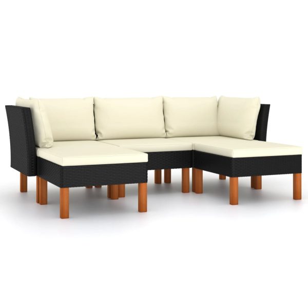 Loungeset Met Kussens Poly Rattan Zwart - Afbeelding 2