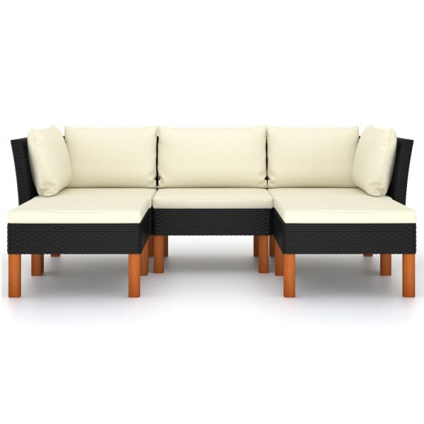 Loungeset Met Kussens Poly Rattan Zwart - Afbeelding 3