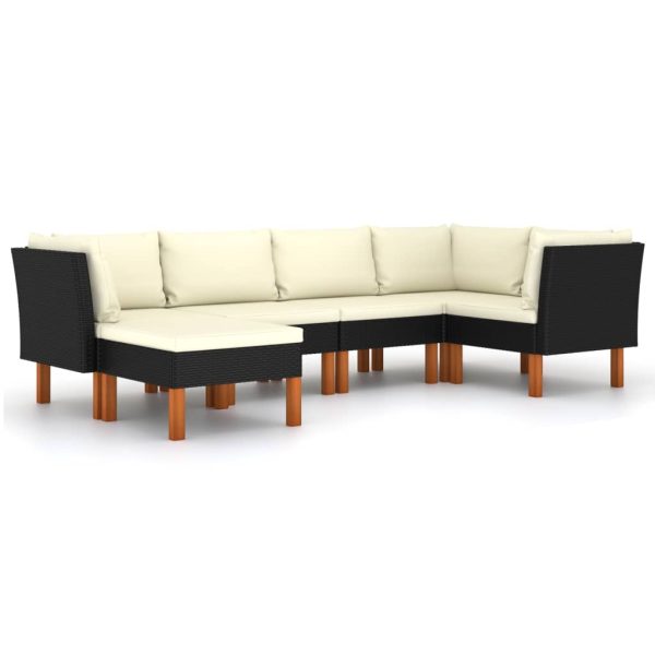 Loungeset Met Kussens Poly Rattan Zwart - Afbeelding 2