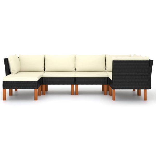 Loungeset Met Kussens Poly Rattan Zwart - Afbeelding 3