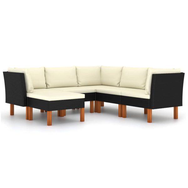 Loungeset Met Kussens Poly Rattan Zwart - Afbeelding 4