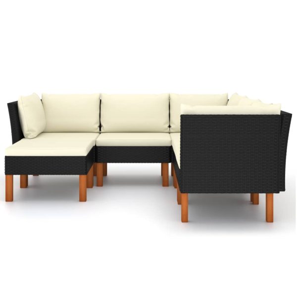 Loungeset Met Kussens Poly Rattan Zwart - Afbeelding 5