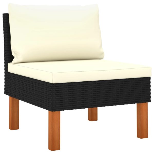 Loungeset Met Kussens Poly Rattan Zwart - Afbeelding 8