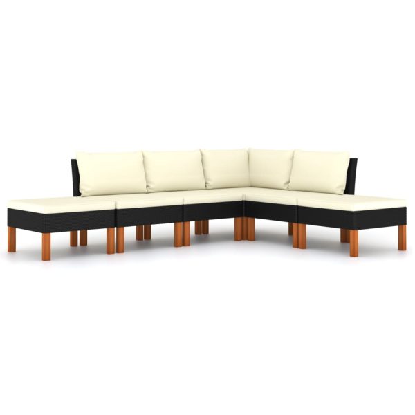 Loungeset Met Kussens Poly Rattan Zwart - Afbeelding 2