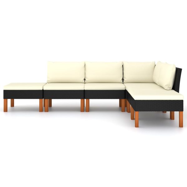 Loungeset Met Kussens Poly Rattan Zwart - Afbeelding 3