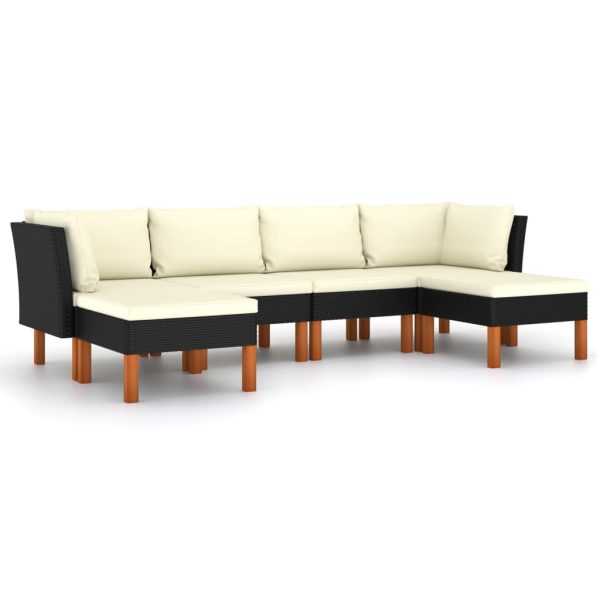 Loungeset Met Kussens Poly Rattan Zwart - Afbeelding 2