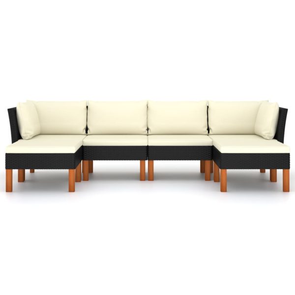 Loungeset Met Kussens Poly Rattan Zwart - Afbeelding 3