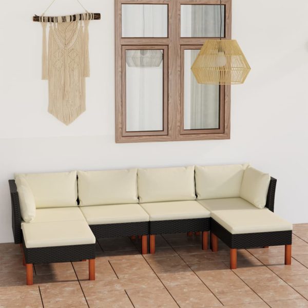 Loungeset Met Kussens Poly Rattan Zwart