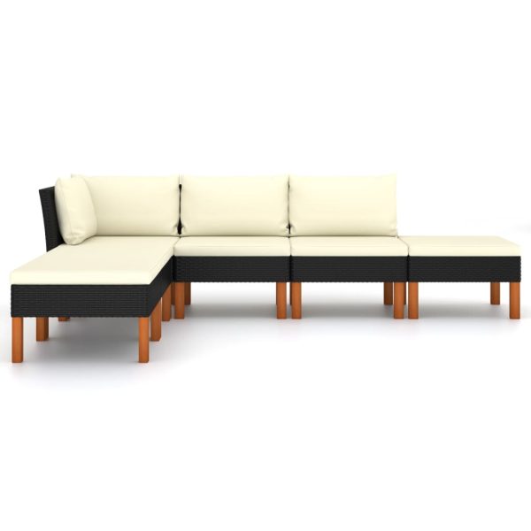 Loungeset Met Kussens Poly Rattan Zwart - Afbeelding 3