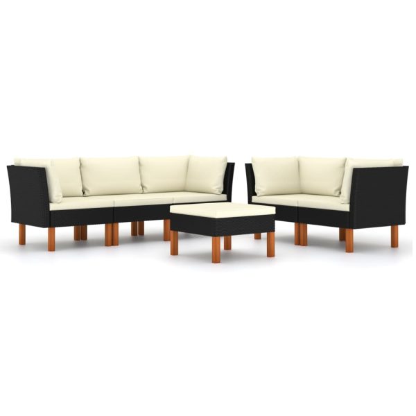 Loungeset Met Kussens Poly Rattan Zwart - Afbeelding 2