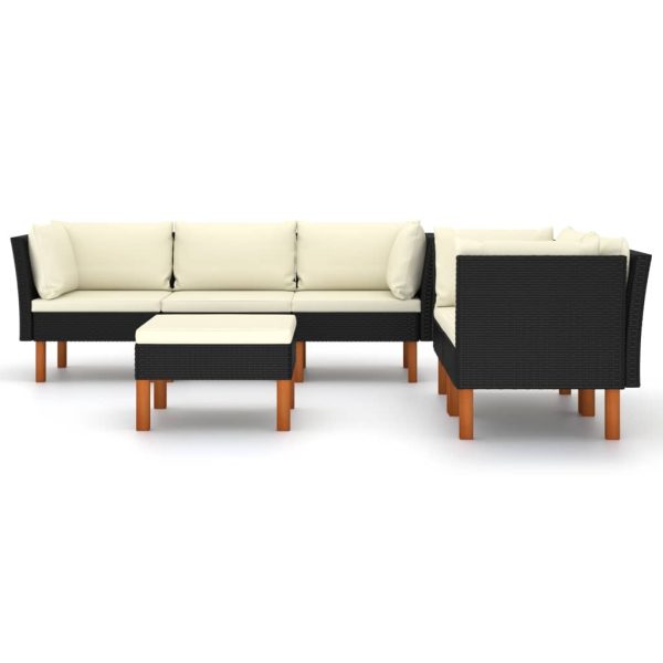 Loungeset Met Kussens Poly Rattan Zwart - Afbeelding 3