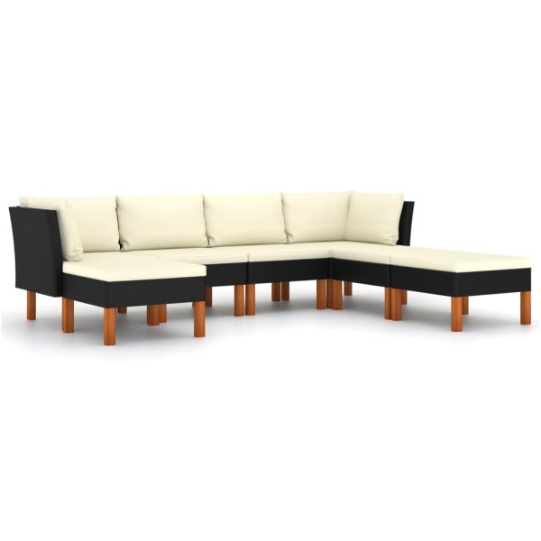 Loungeset Met Kussens Poly Rattan Zwart - Afbeelding 2