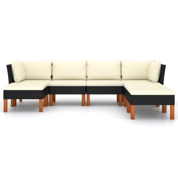 Loungeset Met Kussens Poly Rattan Zwart - Afbeelding 3