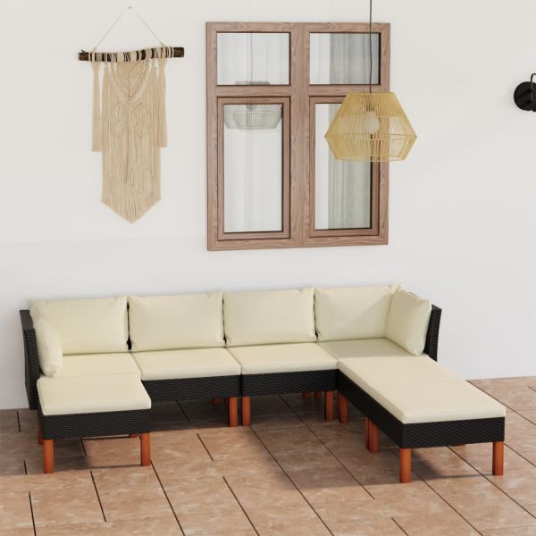 Loungeset Met Kussens Poly Rattan Zwart