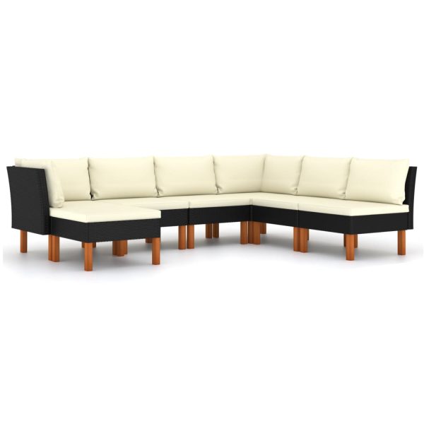 Loungeset Met Kussens Poly Rattan Zwart - Afbeelding 2