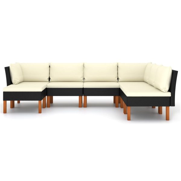 Loungeset Met Kussens Poly Rattan Zwart - Afbeelding 3