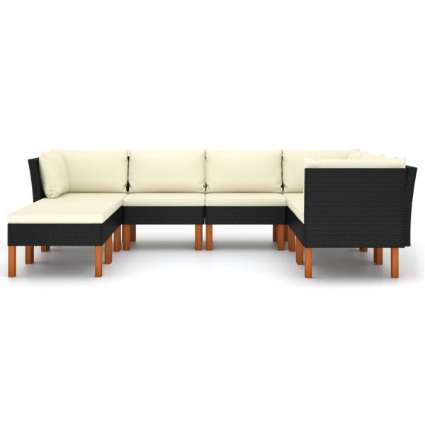 Loungeset Met Kussens Poly Rattan Zwart - Afbeelding 3