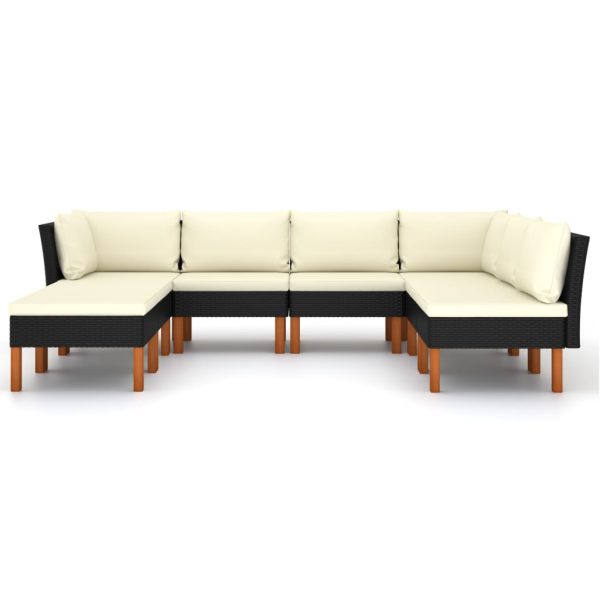 Loungeset Met Kussens Poly Rattan Zwart - Afbeelding 3