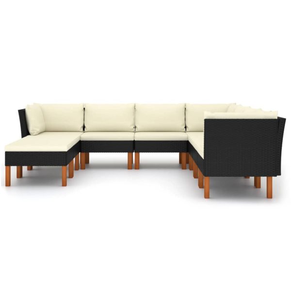 Loungeset Met Kussens Poly Rattan Zwart - Afbeelding 3