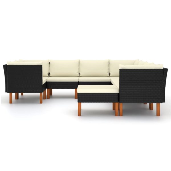 Loungeset Met Kussens Poly Rattan Zwart - Afbeelding 3