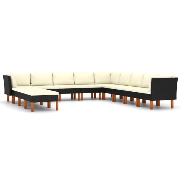 Loungeset Met Kussens Poly Rattan Zwart - Afbeelding 2