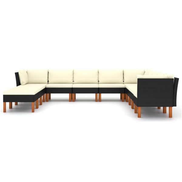 Loungeset Met Kussens Poly Rattan Zwart - Afbeelding 3