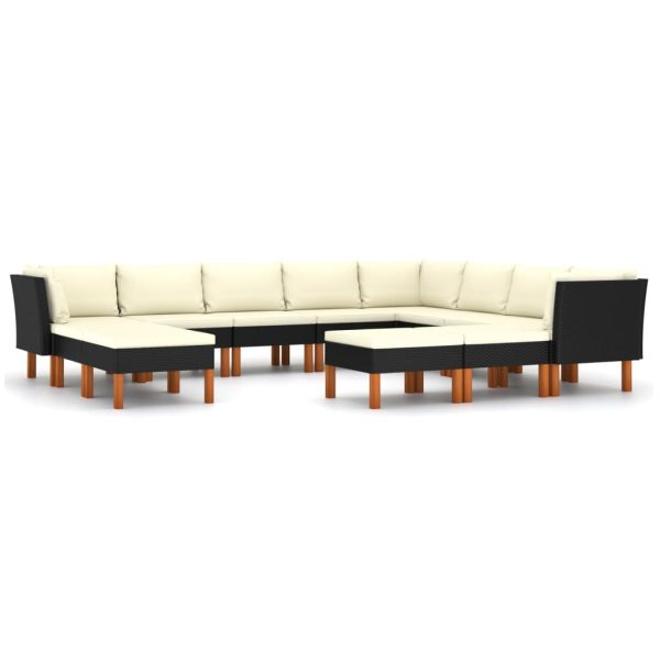 Loungeset Met Kussens Poly Rattan Zwart - Afbeelding 2