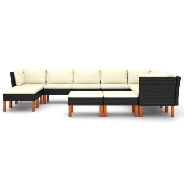 Loungeset Met Kussens Poly Rattan Zwart - Afbeelding 3