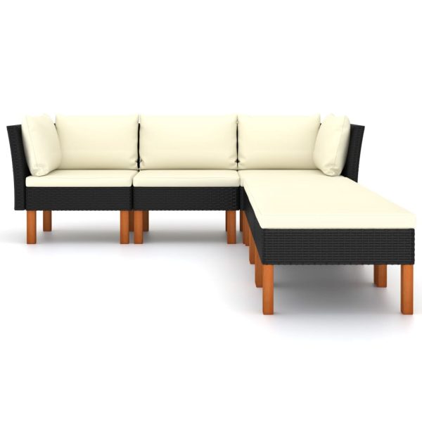 Loungeset Met Kussens Poly Rattan Zwart - Afbeelding 3