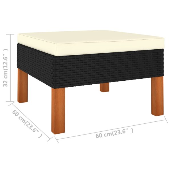 Loungeset Met Kussens Poly Rattan Zwart - Afbeelding 8