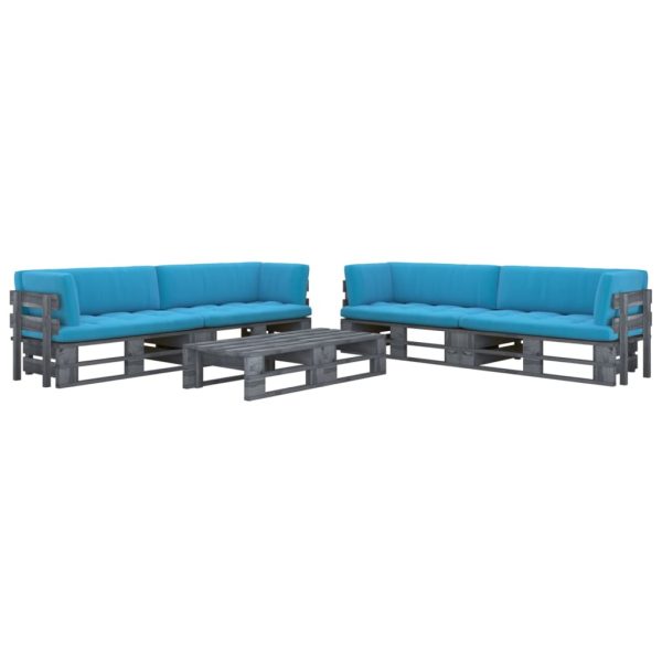 6-Delige Loungeset Pallet Met Kussens Geïmpregneerd Hout Blauw