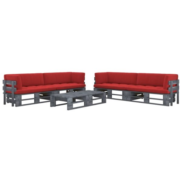 6-Delige Loungeset Pallet Met Kussens Geïmpregneerd Hout Rood