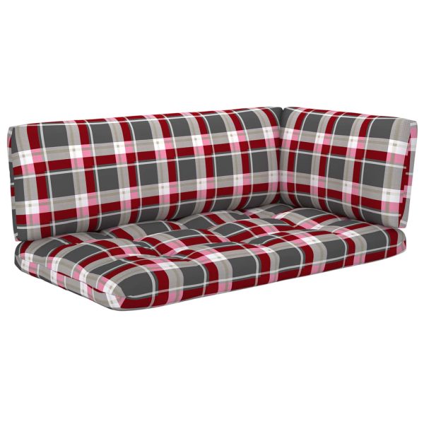 6-Delige Loungeset Pallet Met Kussens Geïmpregneerd Hout Rood Ruitpatroon - Afbeelding 4