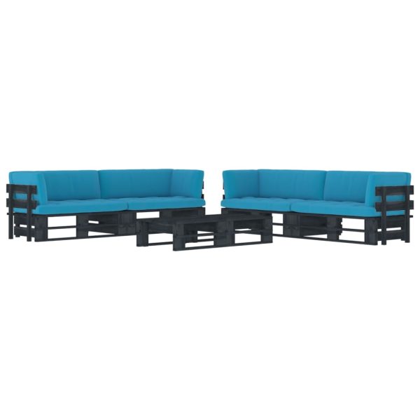 6-Delige Loungeset Pallet Met Kussens Geïmpregneerd Hout Blauw - Afbeelding 13