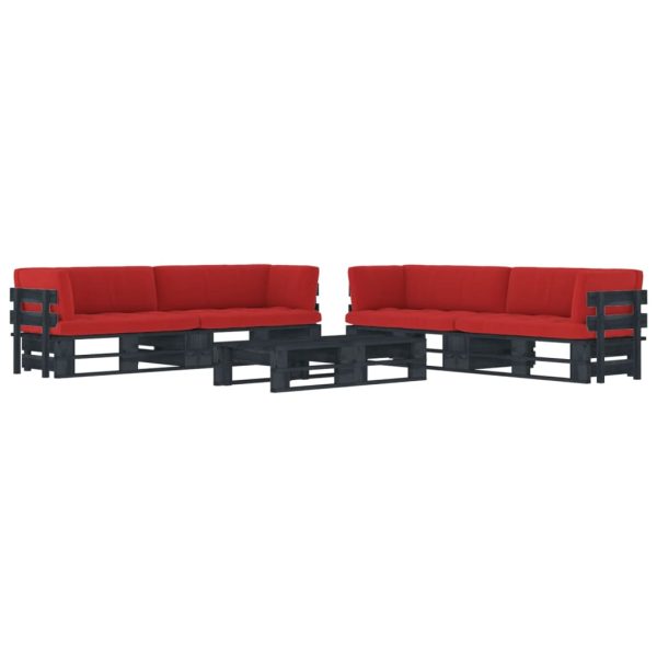 6-Delige Loungeset Pallet Met Kussens Geïmpregneerd Hout Rood - Afbeelding 13